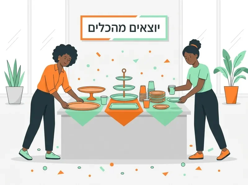מארגני אירועים מסדרים בופה עם כלים חד פעמיים אלגנטיים